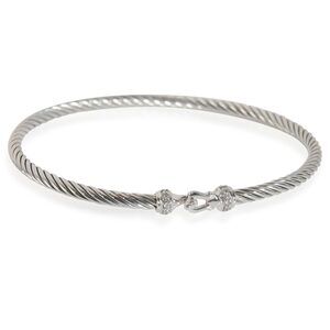 David Yurman Petite Pave Diamond Bangle in Sterling Silver 0.05 CTW